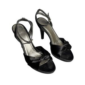 Coach Black Twisted Open Toe‎ Stiletto Heeled Sandals Evening Shoes Womens 7.5B
